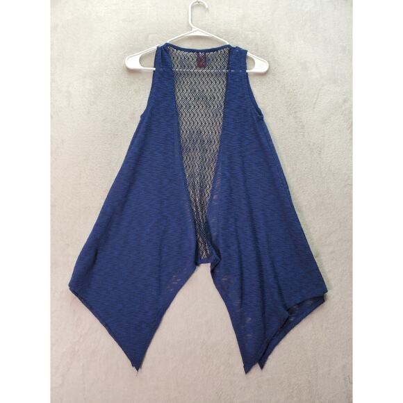 AriZona Cardigan Girls Large Blue Knit Crochet Polyester Long Sleeve‎ Open Front - Picture 2 of 6